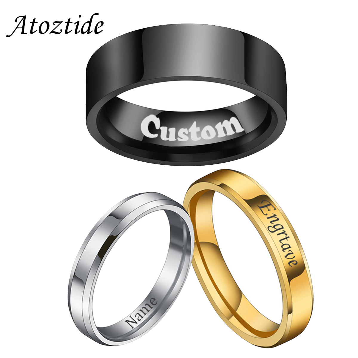 Initial Ring Custom - Atoztide 4/6/8Mm Cá Tính Khắc Tên
