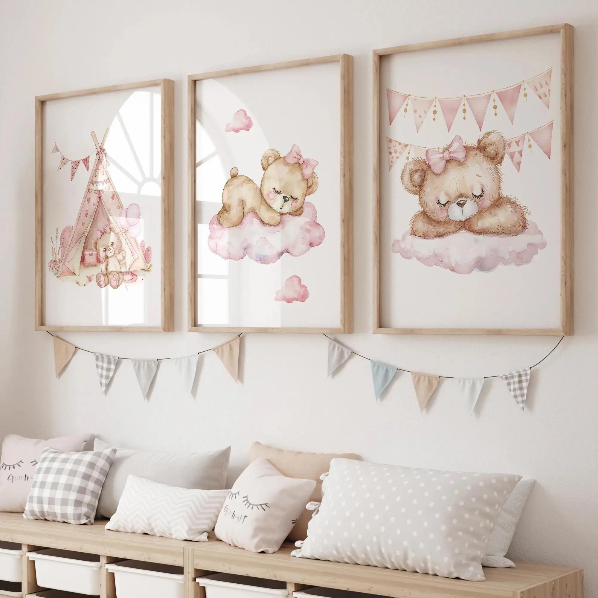Personalized Name Box - Pink Dream Bear Carousel Tent Swing
