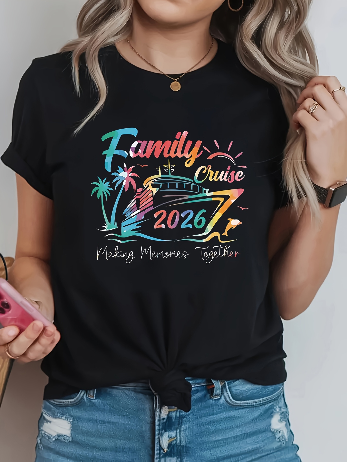 Plus Size Women Casual Round N - đánh giá và giá Family Tree Print