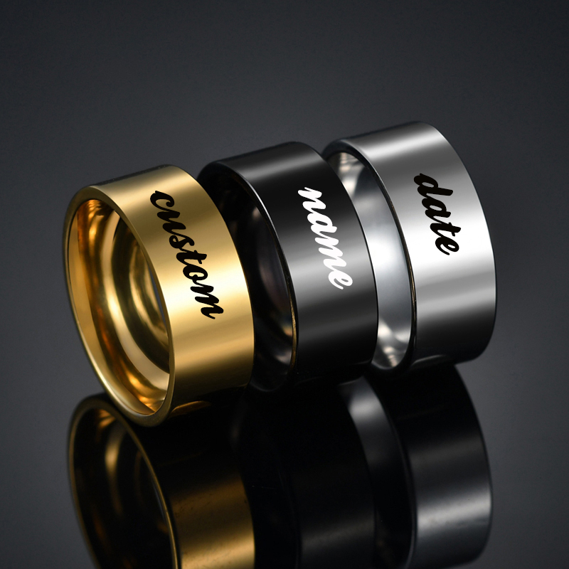 Atoztide 4/6/8Mm Cá Tính Khắc  - đánh giá và giá Initial Ring Custom