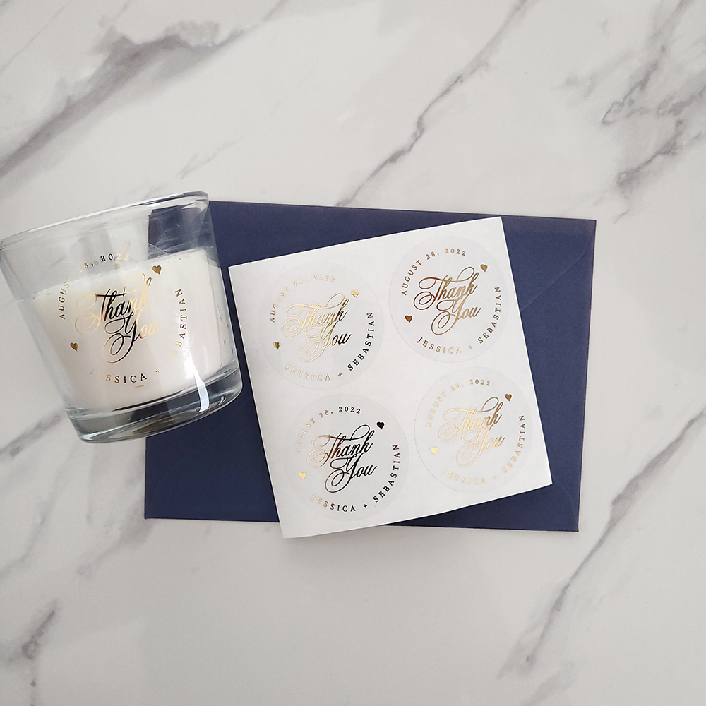 Custom 50pcs Round Gold Foil C - đánh giá và giá Personalised Candle Label